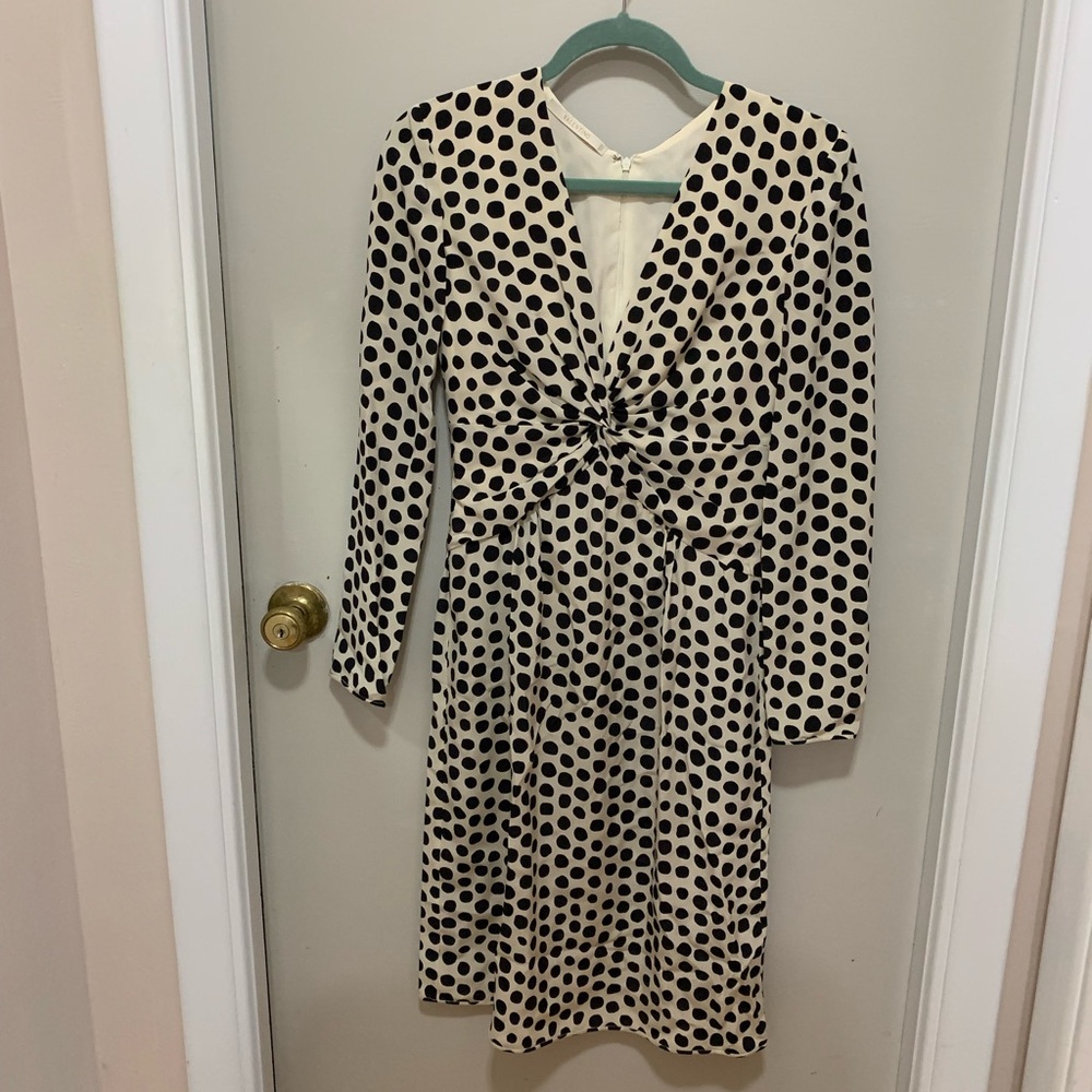 Vintage Valentino Polka Dot Silk Long Sleeve Dress